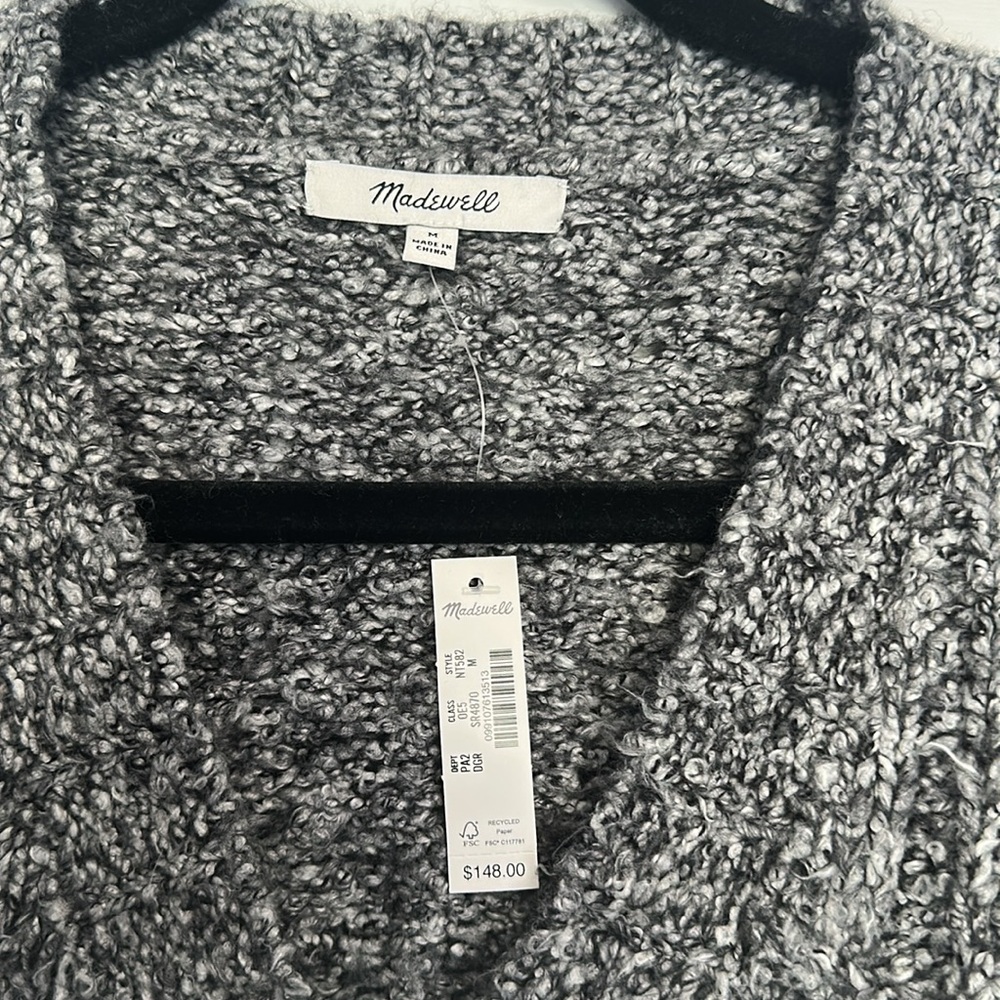 Cable V neck Gray Cardigan Sweater NWT - Picture 4 of 5